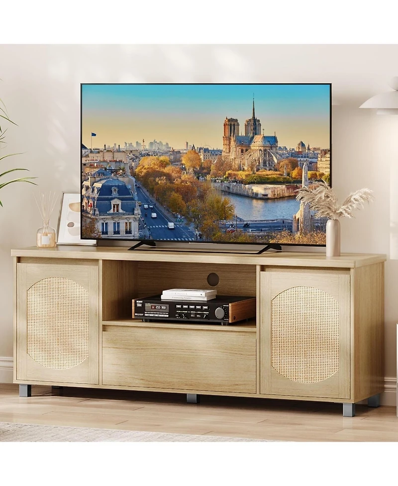 Gaomon Rattan Tv Stand for 65 Inch Tv
