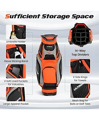 10.5 Inch Golf Cart Bag with 14 Way Dividers and 7 Zippered Pockets