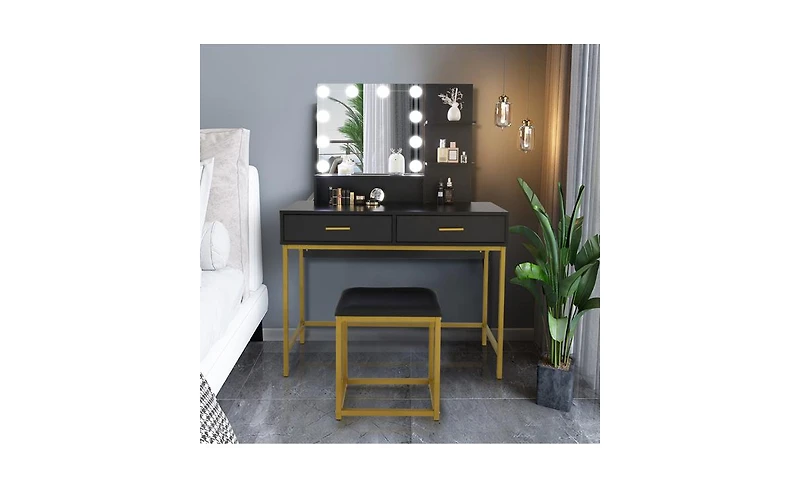 Vanity Set with Mirror and Storage – Elegant Dressing Table for Bedroom or Makeup Area