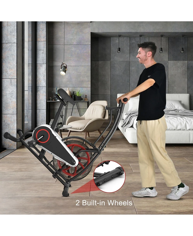 Upright Air Bike Fan Exercise Bike with Display Unlimite Resistance and Adjustable Seat