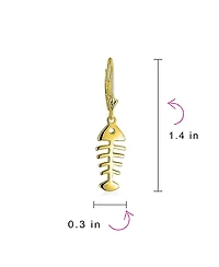 Bling Jewelry Nautical Ocean Lever back Dangle Earrings Fishbone 14K Gold Plated Sterling Silver