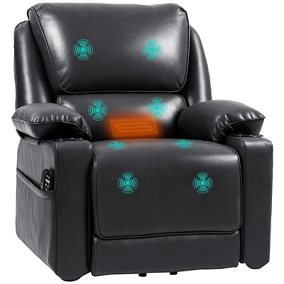 Homcom Lift Recliner Chair, Power Sofa with Massage and Heat,