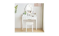 Bedroom Vanity Table with Adjustable Light Mirror – Makeup Desk with Storage & Stool Option