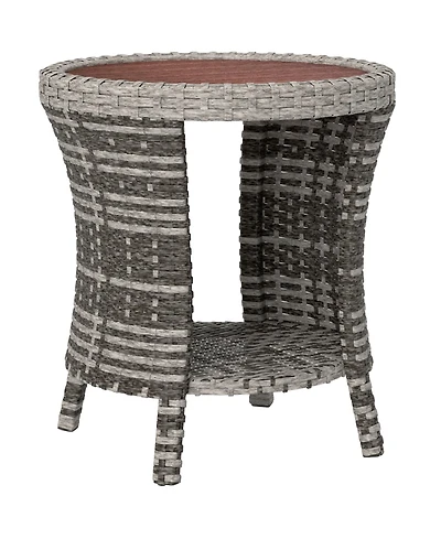 Outsunny 18" Wicker Table, 2-Tier Outdoor Side Table, Mixed