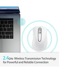 memzuoix 2.4G Wireless Mouse,Ergonomic Mouse Pad with Wrist Support for Laptop, Pc, Desktop, MacBook(White Mouse + Pad)