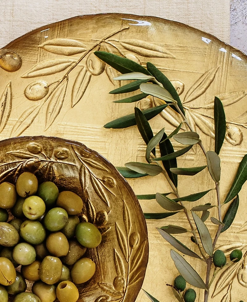 Vietri Moon Glass Olive Round Platter