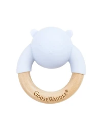 GooseWaddle Wooden & Silicone Rattle Teether Blue Bear