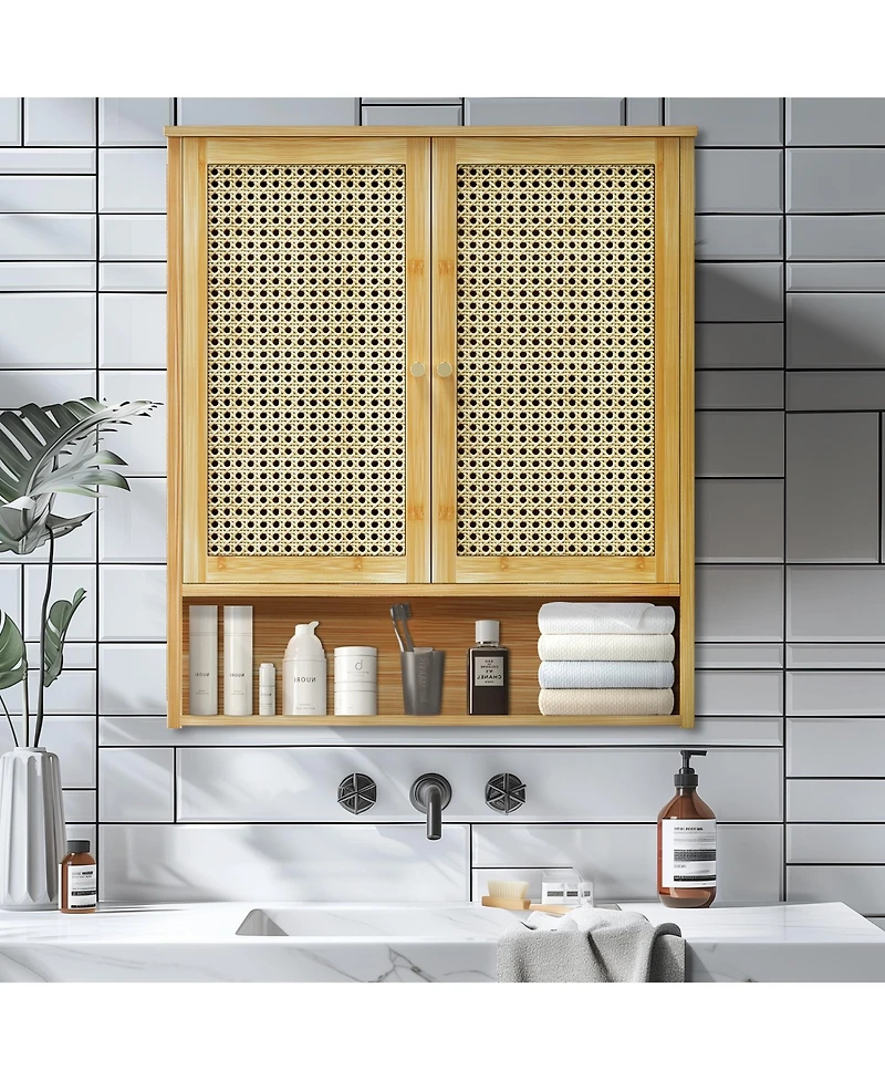 Unho Double Door Bathroom Wall Medicine Cabinet: Kitchen Storage Cabinet with 3 Shelves