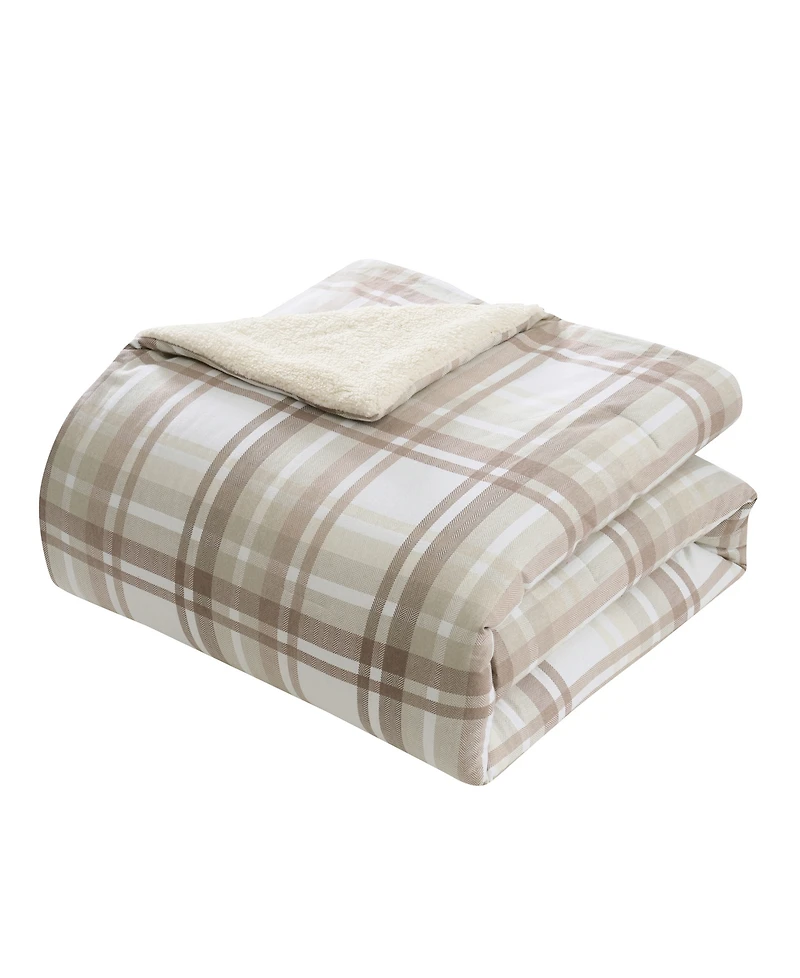 Vcny Home Plaid Brushed Flannel and Sherpa 3-Pc. Comforter Set