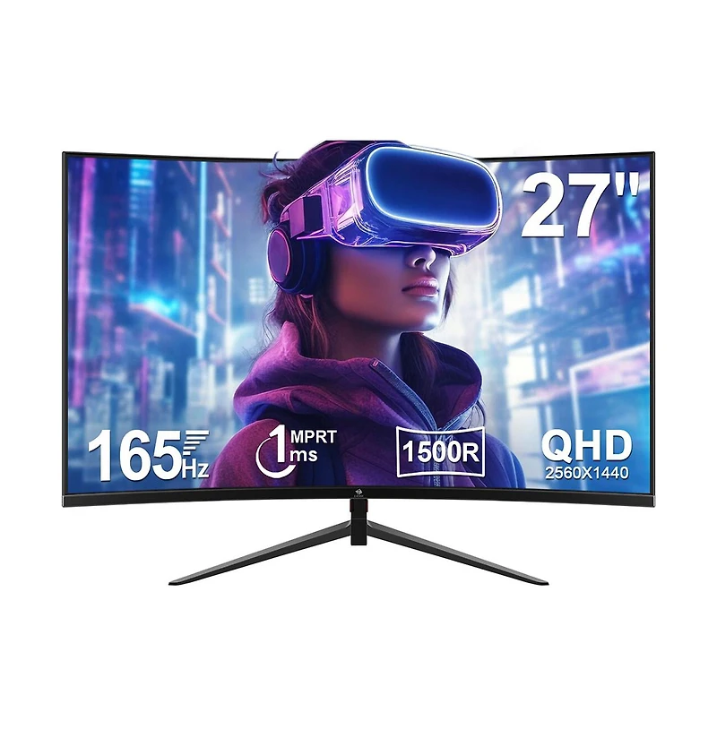 Z-edge 27 inch 2K Qhd 2560 x 1440 165Hz 1ms (Mprt) Curved Gaming Monitor, FreeSync, Hdmi 2.0, Dp 1.2