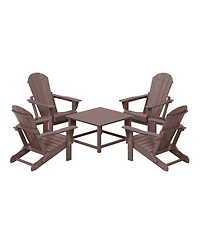5-Piece Hdpe Adirondack Chair Outdoor Patio Square Table Conversation Set