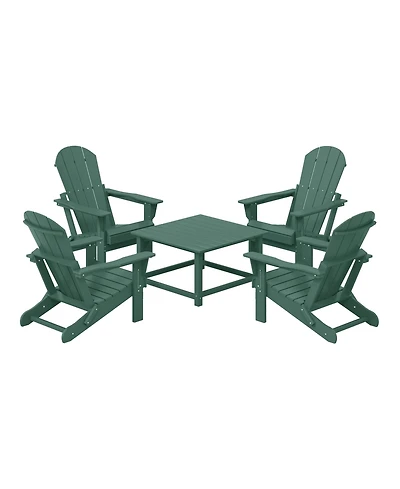 5-Piece Hdpe Adirondack Chair Outdoor Patio Square Table Conversation Set