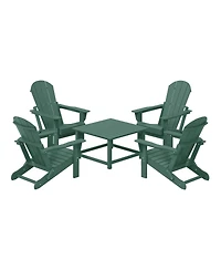 5-Piece Hdpe Adirondack Chair Outdoor Patio Square Table Conversation Set