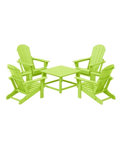 5-Piece Hdpe Adirondack Chair Outdoor Patio Square Table Conversation Set