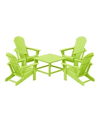 5-Piece Hdpe Adirondack Chair Outdoor Patio Square Table Conversation Set