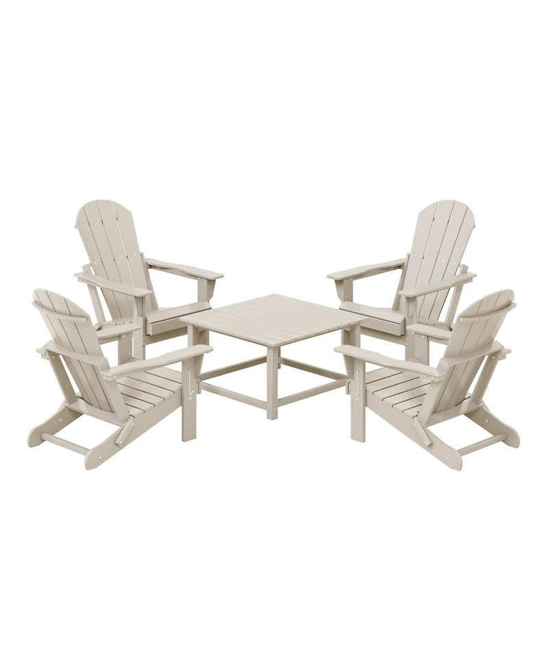 5-Piece Hdpe Adirondack Chair Outdoor Patio Square Table Conversation Set