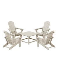 5-Piece Hdpe Adirondack Chair Outdoor Patio Square Table Conversation Set