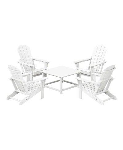 5-Piece Hdpe Adirondack Chair Outdoor Patio Square Table Conversation Set