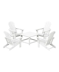 5-Piece Hdpe Adirondack Chair Outdoor Patio Square Table Conversation Set