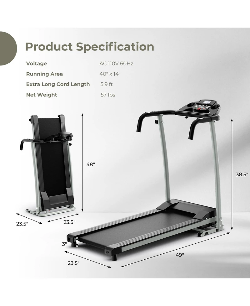 Folding Treadmill with 12 Preset Programs and Lcd Display