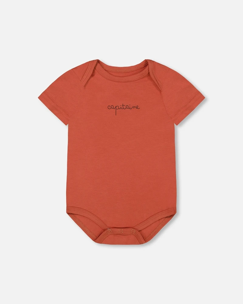 Deux par Baby Boys Organic Cotton Onesie Terracotta
