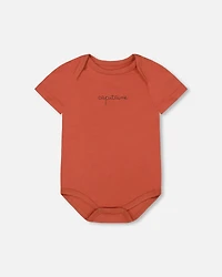 Deux par Baby Boys Organic Cotton Onesie Terracotta