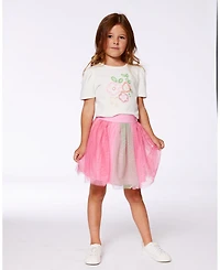 Deux par Toddler Girls Printed Mesh Skirt Pink And Green - Toddler|Child