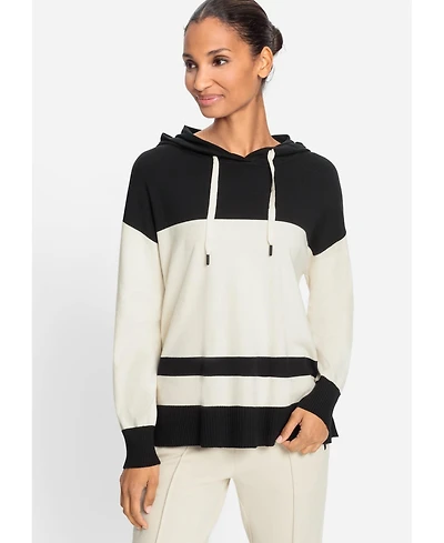 Olsen Women's Block Striped Sweater Hoodie