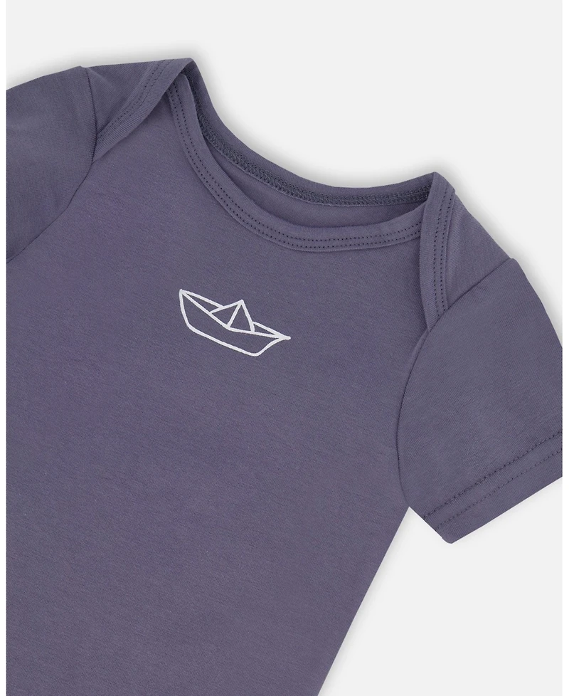 Deux par Deux Baby Boys Organic Cotton Onesie Navy Blue