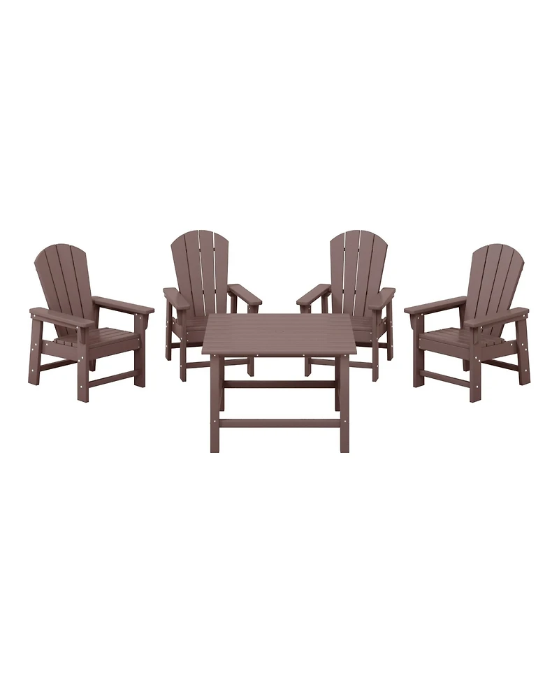 Kids 5-Piece Hdpe Outdoor Square Patio Dining Table and Chairs Set
