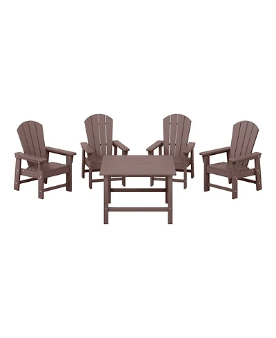 Kids 5-Piece Hdpe Outdoor Square Patio Dining Table and Chairs Set