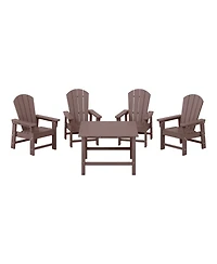 Kids 5-Piece Hdpe Outdoor Square Patio Dining Table and Chairs Set
