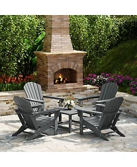 5-Piece Outdoor Patio Hdpe Adirondack Chair With Square Coffee Table Conversation Set