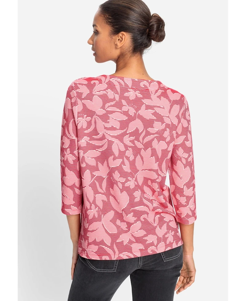 Olsen Women's Floral Rib Knit Jersey Top