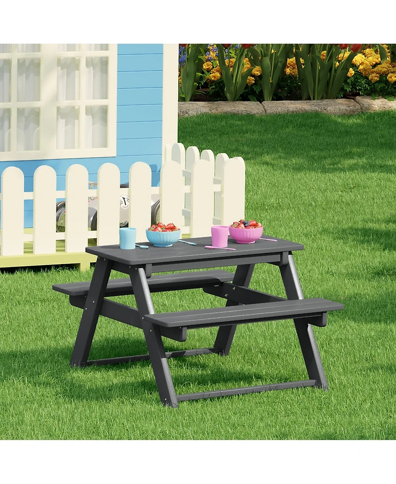 Outdoor Patio Kids Hdpe Plastic Picnic Bench Table