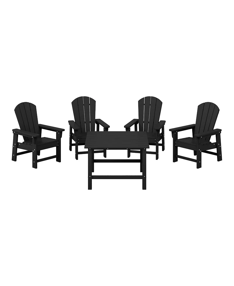 Kids 5-Piece Hdpe Outdoor Square Patio Dining Table and Chairs Set