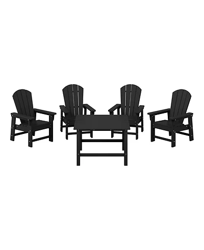 Kids 5-Piece Hdpe Outdoor Square Patio Dining Table and Chairs Set