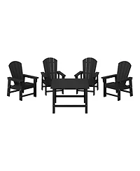 Kids 5-Piece Hdpe Outdoor Square Patio Dining Table and Chairs Set