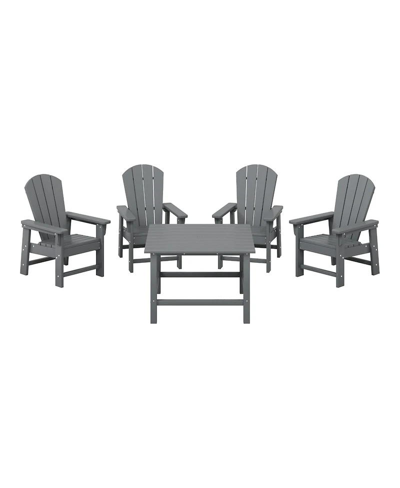 Kids 5-Piece Hdpe Outdoor Square Patio Dining Table and Chairs Set