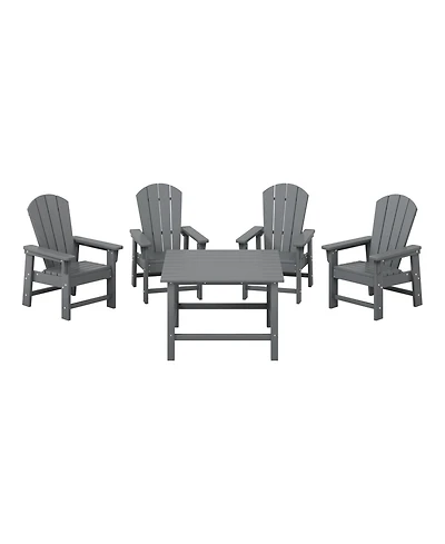 Kids 5-Piece Hdpe Outdoor Square Patio Dining Table and Chairs Set