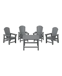 Kids 5-Piece Hdpe Outdoor Square Patio Dining Table and Chairs Set