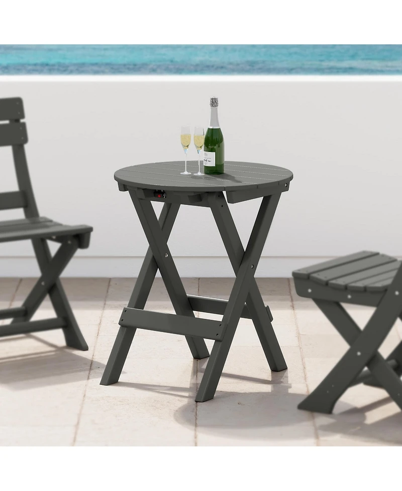 Hdpe Outdoor 24.5 Inch Round Portable Folding Patio Dining Table