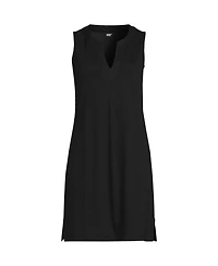 Lands' End Women's Tall Cotton Jersey Notch Neck Dress