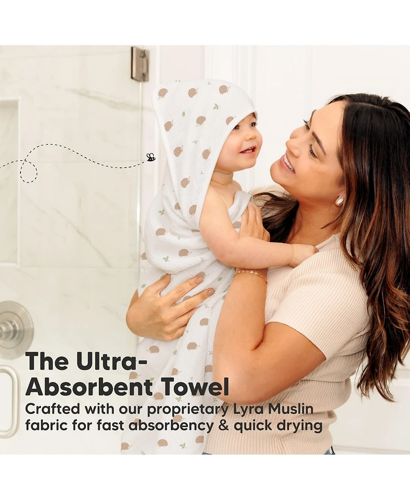 KeaBabies Lyra Muslin Baby Towels with Hoods for Newborn Girls, Boys, 100% Organic Cotton Soft Hooded Bath