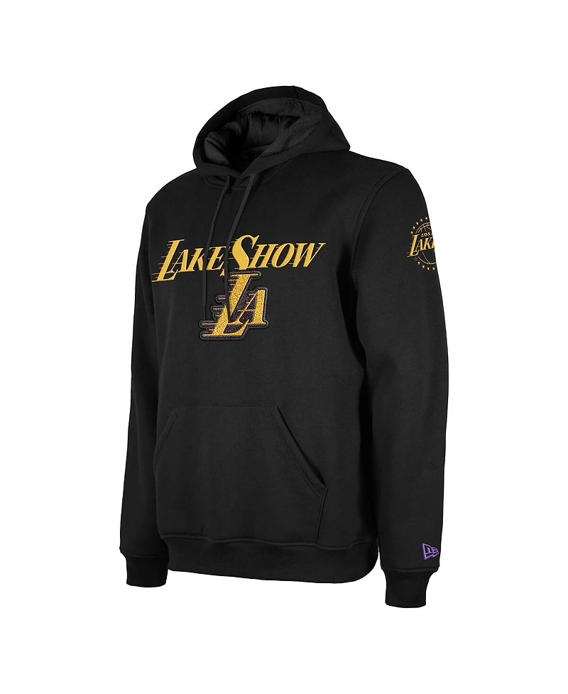 New Era Men's Black Los Angeles Lakers 2024/25 City Edition Chenille Heavyweight Pullover Hoodie
