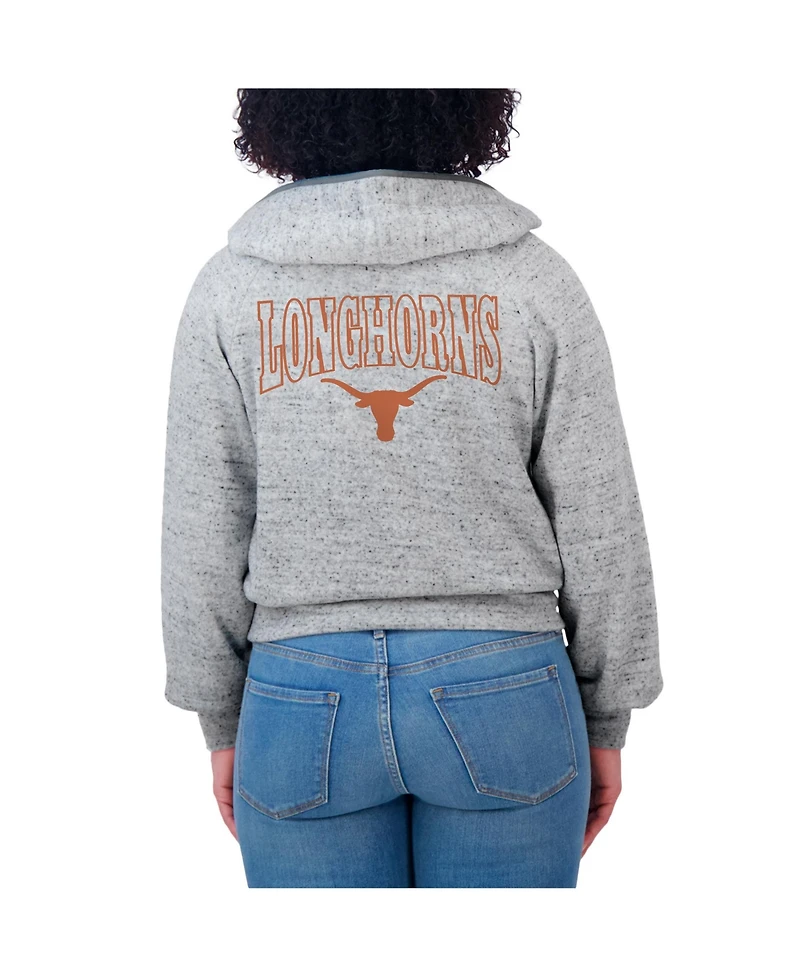 Wear by Erin Andrews Women's Heather Gray Texas Longhorns Speckle Double-Hit Raglan Full-Zip Hoodie