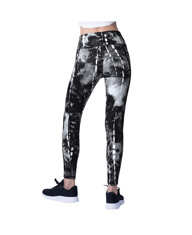 Msx by Michael Strahan Women's Black Detroit Lions Serena Tie-Dye Leggings