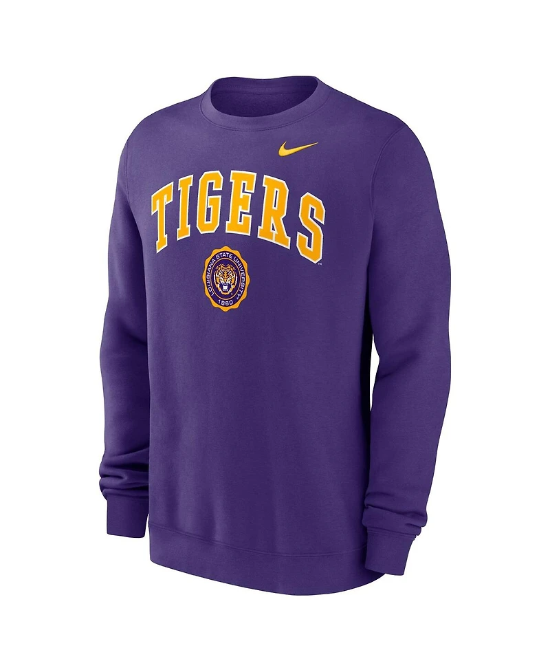 Nike Men's Purple Lsu Tigers Arched Seal Pullover Sweatshirt
