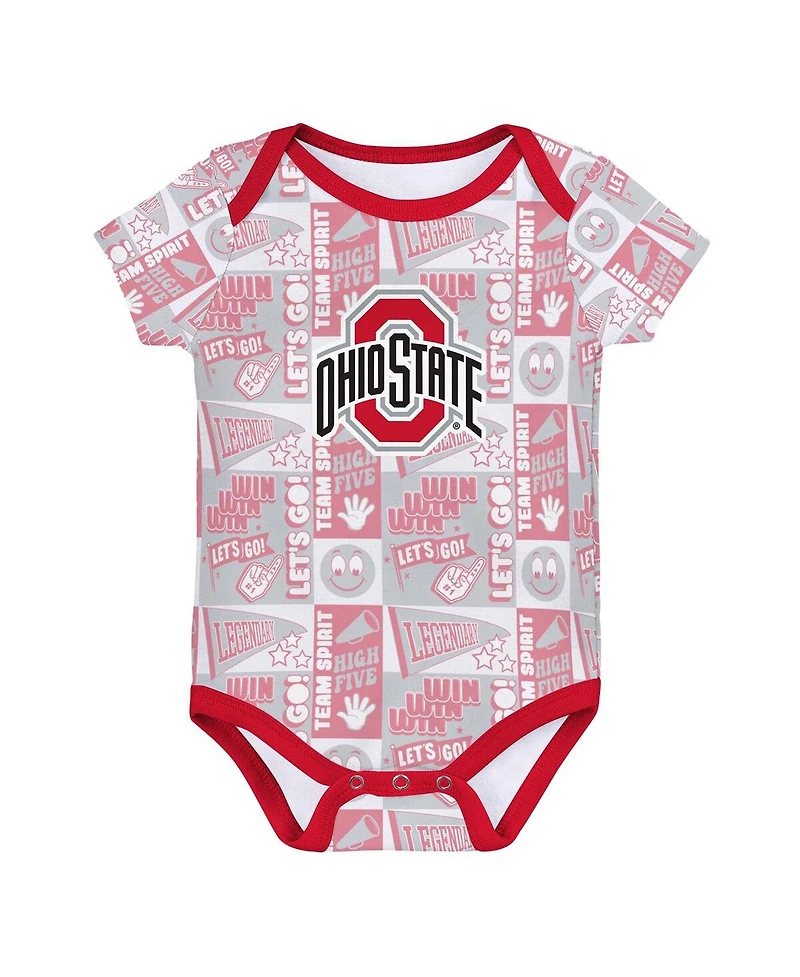 Outerstuff Newborn Scarlet Ohio State Buckeyes Sunday Comics 3-Pack Bodysuit Set