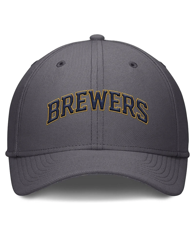 Nike Men's Gray Milwaukee Brewers Swoosh Performance Flex Hat